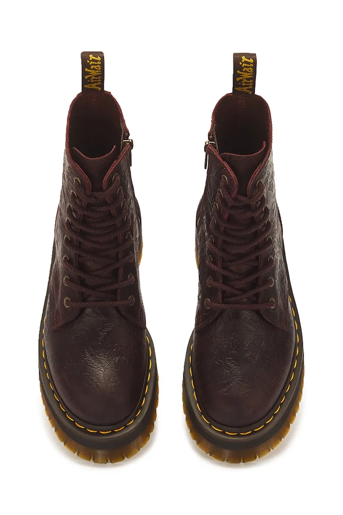 Botki damskie skórzane Jadon Emboss Floral Dr. Martens DM43558600 brązowy