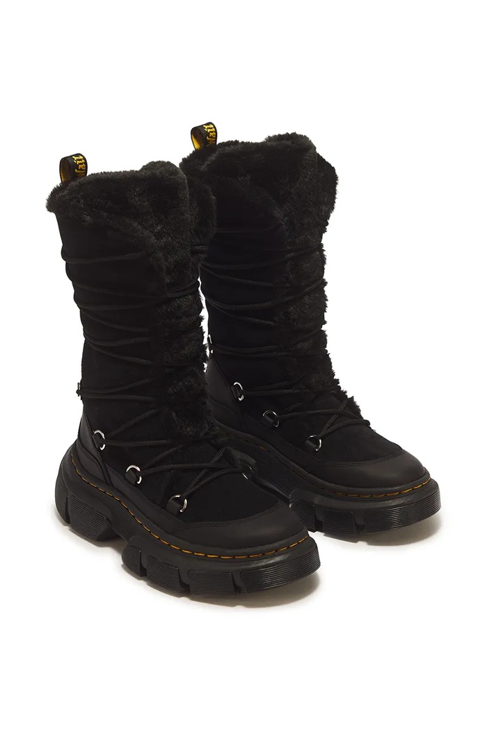 Dr. Martens Kozaki damskie skórzane DMXL 6 Tie Fur DM43359001 czarny AW26