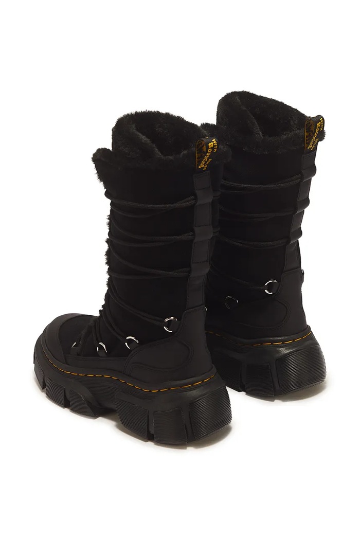 Obuwie Dr. Martens Kozaki damskie skórzane DMXL 6 Tie Fur DM43359001 czarny