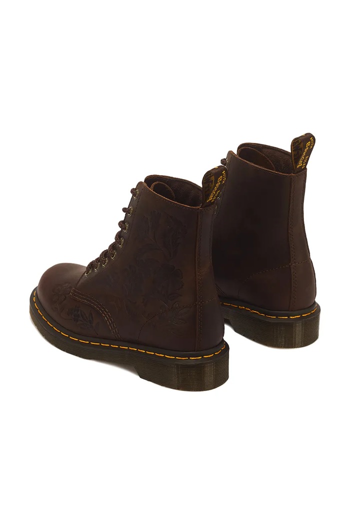 Obuwie Dr. Martens Trzewiki damskie skórzane 1460 Pascal Emboss Floral DM43276200 brązowy