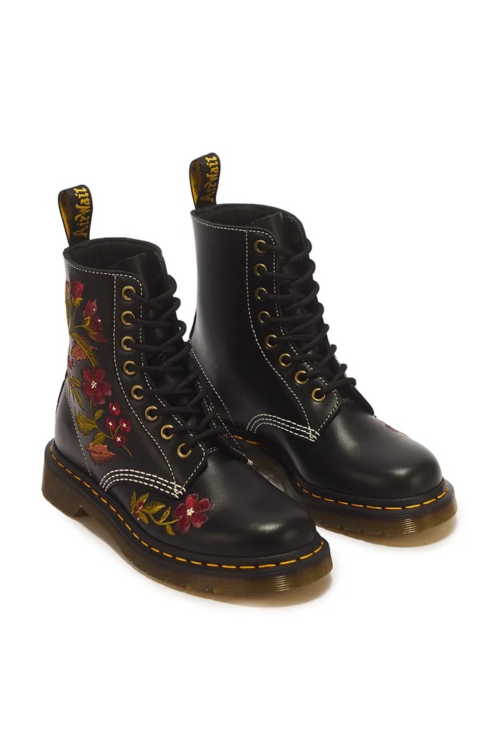 Dr. Martens Botki damskie skórzane 1460 Pascal Floral DM43273001 czarny AW26
