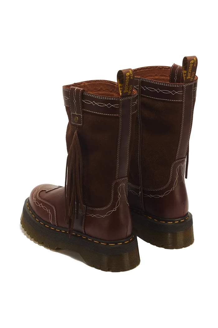 Obuwie Dr. Martens Botki damskie skórzane Fringe Mid DM43175200 brązowy