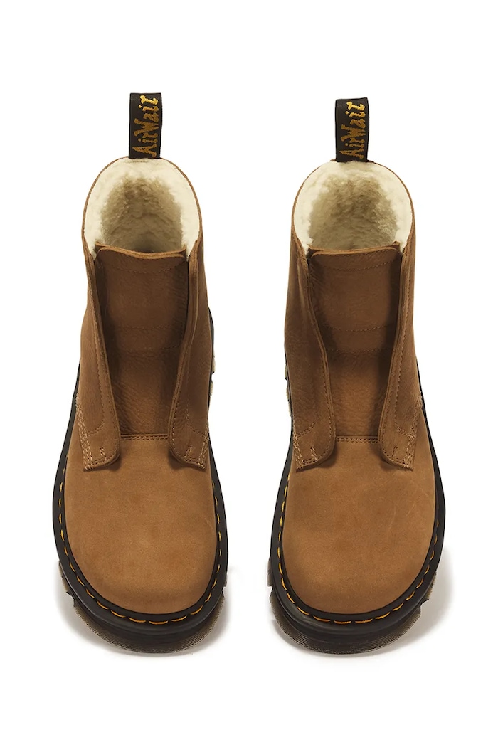Botki na platformie damskie nubukowe ZebZag Laceless WL Dr. Martens DM42019201 brązowy