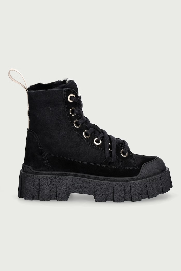 Inuikii Buty na platformie damskie zamszowe Matilda Wool 1002.020.0041.000 czarny AW26