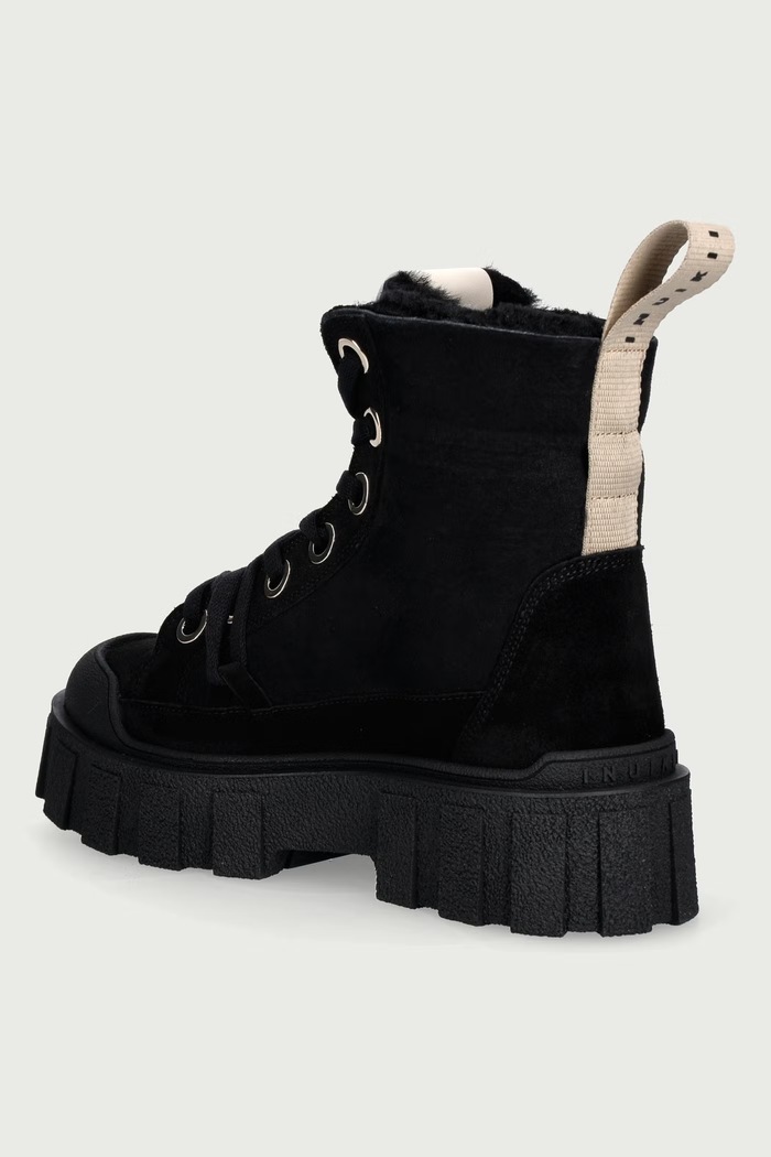 Obuwie Inuikii Buty na platformie damskie zamszowe Matilda Wool 1002.020.0041.000 czarny