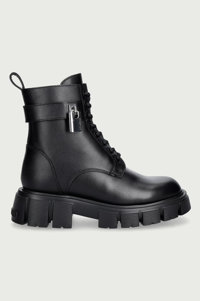 Love Moschino Workery na platforme dámske kožené JA24235G0PIA0000 čierna AW26