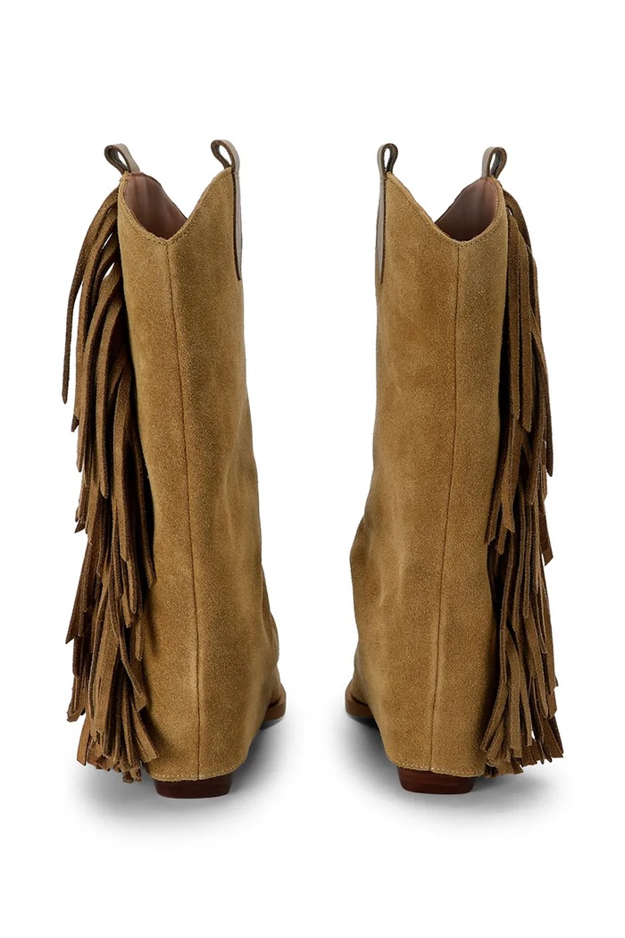 Obuwie Kurt Geiger London Kozaki damskie skórzane Albany Fringe Western 6194436209 brązowy