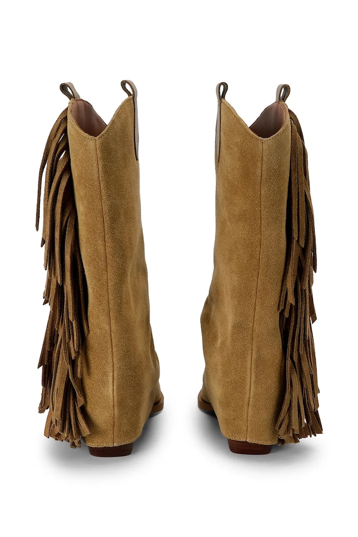 Obuwie Kurt Geiger London Kozaki damskie skórzane Albany Fringe Western 6194436209 brązowy