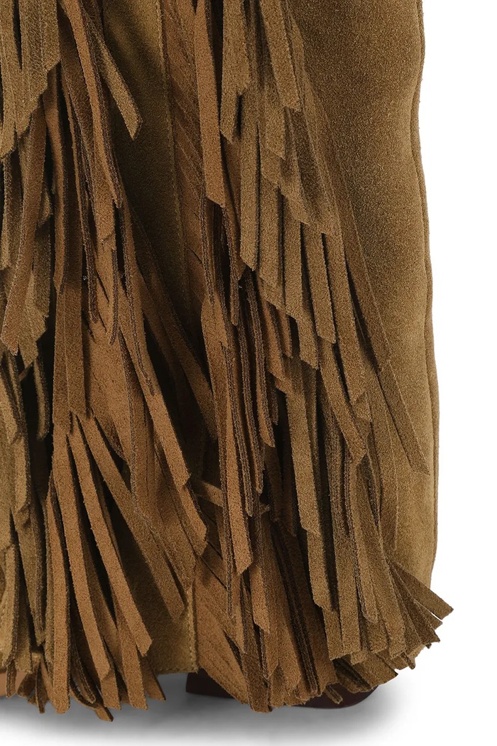 Kozaki damskie skórzane Albany Fringe Western Kurt Geiger London 6194436209 brązowy