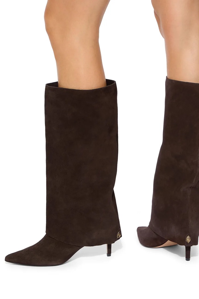 Kozaki damskie zamszowe Mansion Fold Boot Kurt Geiger London brązowy 6148335209