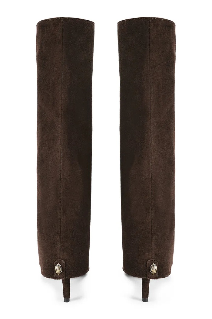 Obuwie Kurt Geiger London Kozaki damskie zamszowe Mansion Fold Boot 6148335209 brązowy