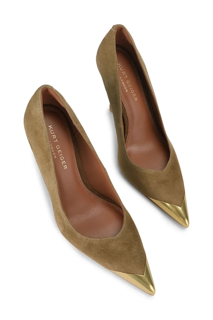 Kurt Geiger London Szpilki zamszowe Regent Point Court 4986936209 zielony AW26