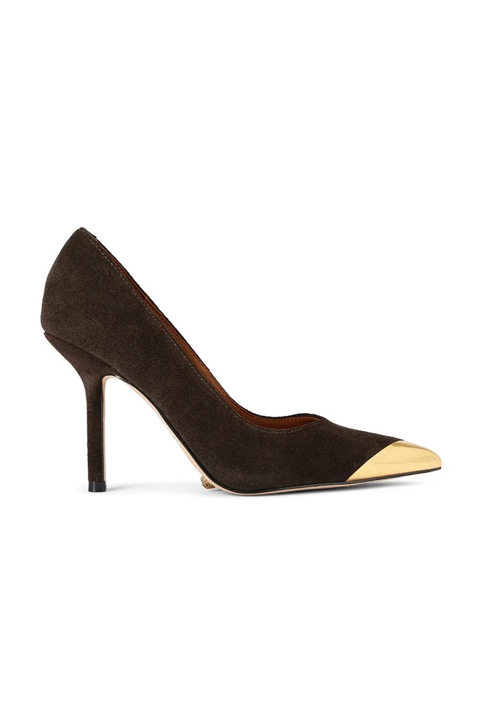 Kurt Geiger London Szpilki zamszowe Regent Point Court brązowy 4986935209