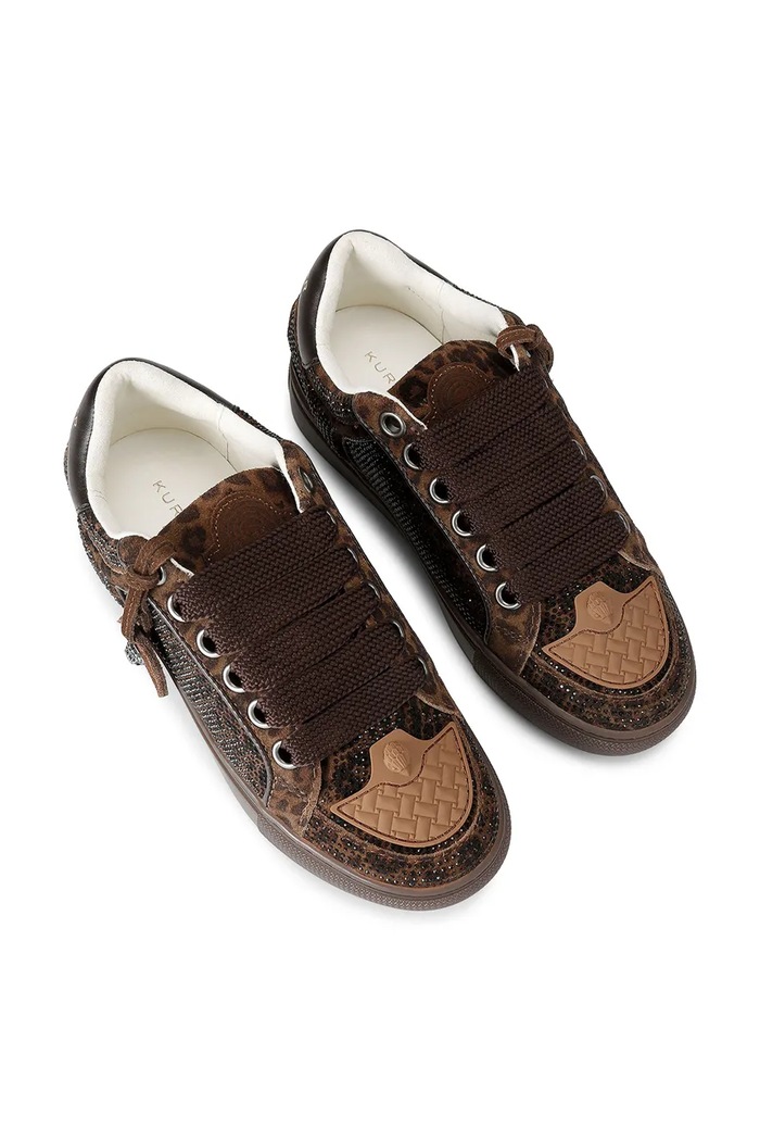 Kurt Geiger London Southbank Tag Slim sneakersy damskie zamszowe 6148735289 brązowy AW26