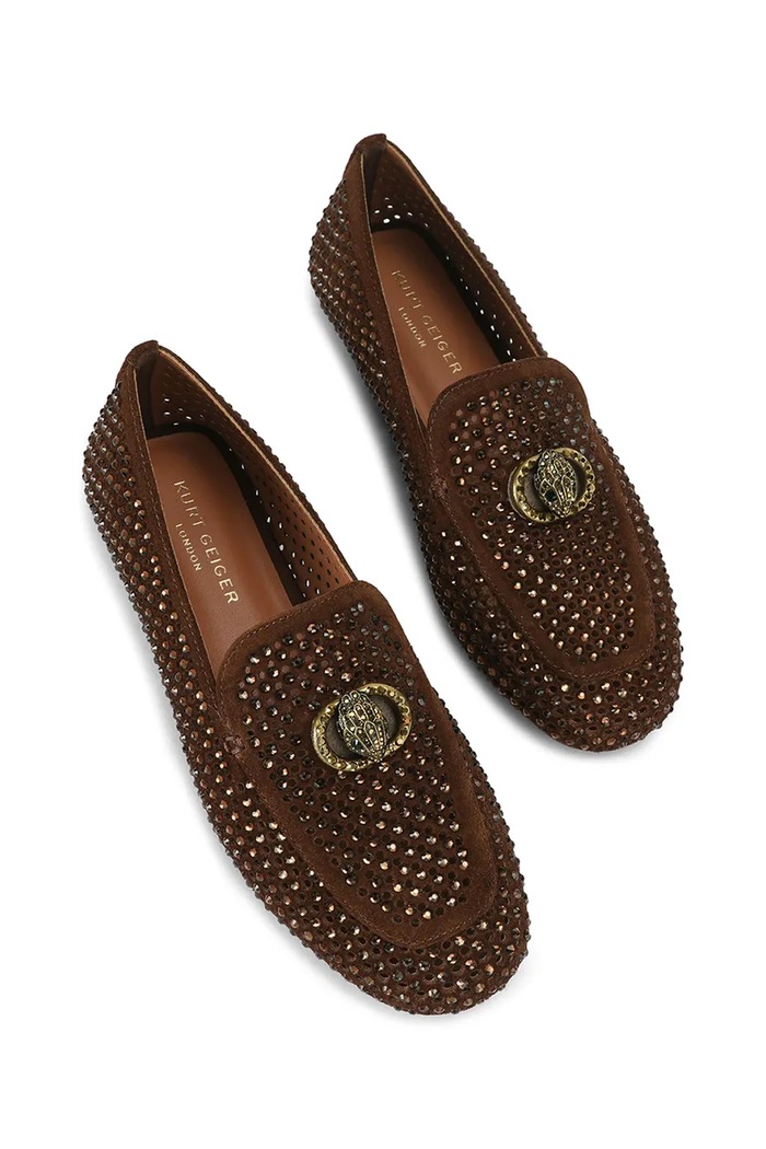Kurt Geiger London Loafersy damskie zamszowe Mayfair Loafer 6139830209 brązowy AW26