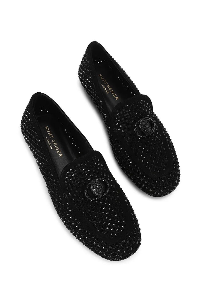 Kurt Geiger London Mokasyny damskie zamszowe Mayfair Loafer 6139800209 czarny AW26