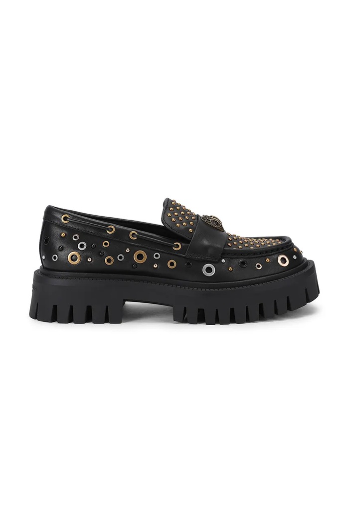 Kurt Geiger London Mokasyny damskie skórzane Studded Chunky Loafer czarny 6085500109