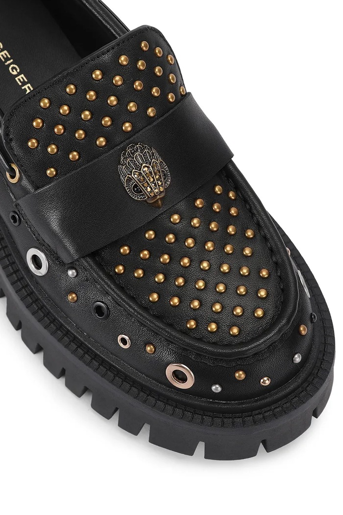 Mokasyny damskie skórzane Studded Chunky Loafer Kurt Geiger London 6085500109 czarny
