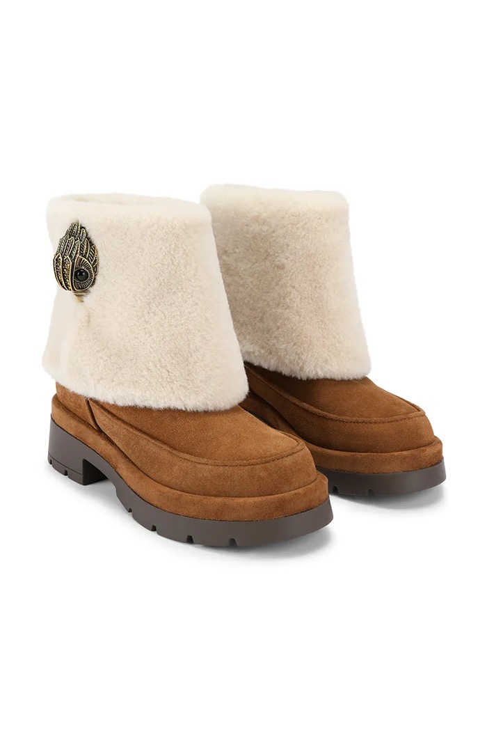 Kurt Geiger London Botki damskie zamszowe Blighty Cozy Ankle Boot 6144036029 brązowy AW26