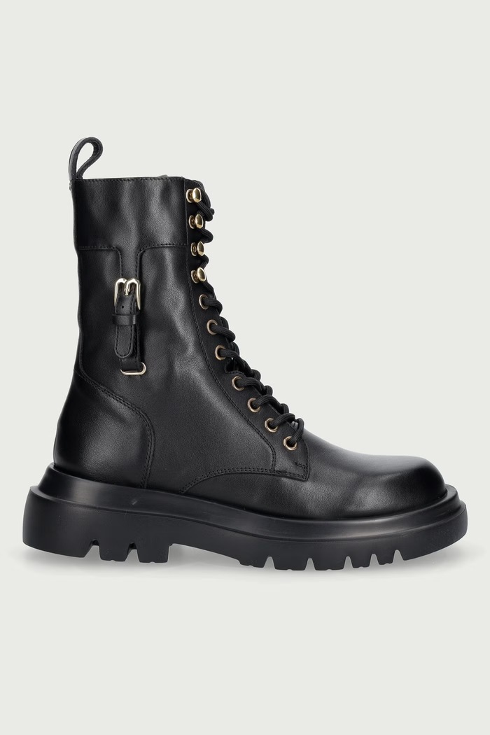 Baldinini Workery na platformie damskie skórzane D7B723P1VITE.0000 czarny AW26