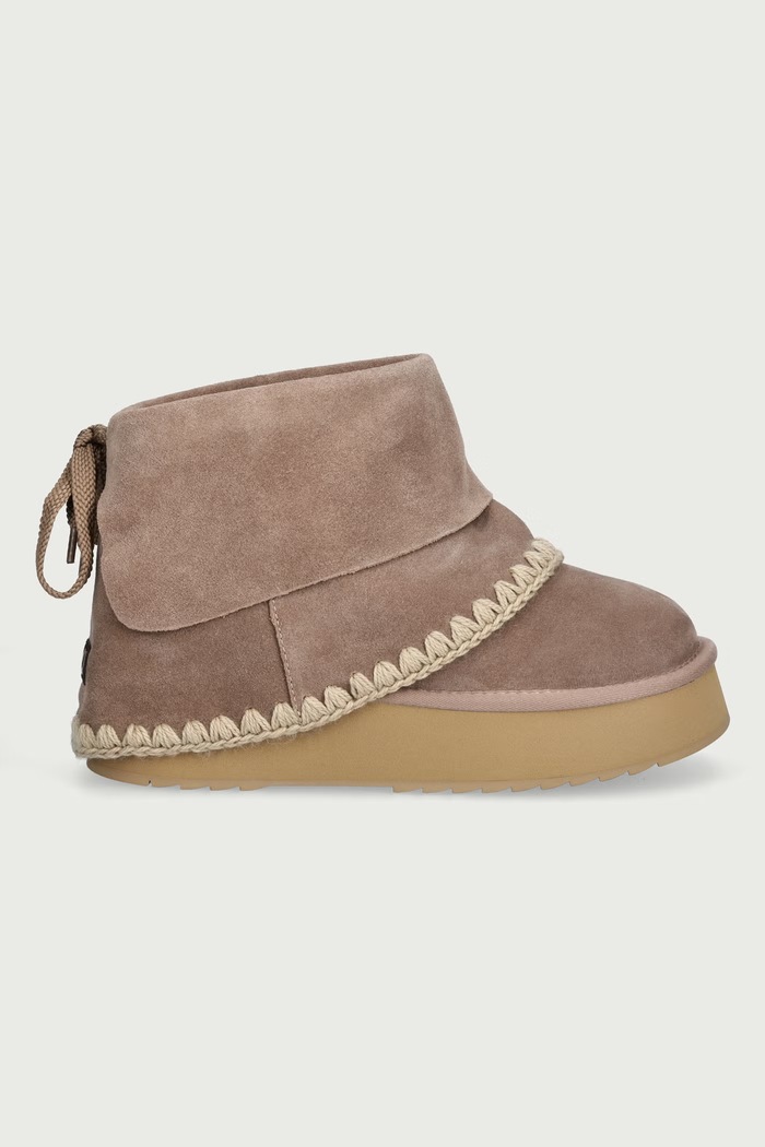 Mou Platform Boot Suede Folding апрески дамски от велур MU.FW681015A.CAM бежов AW26