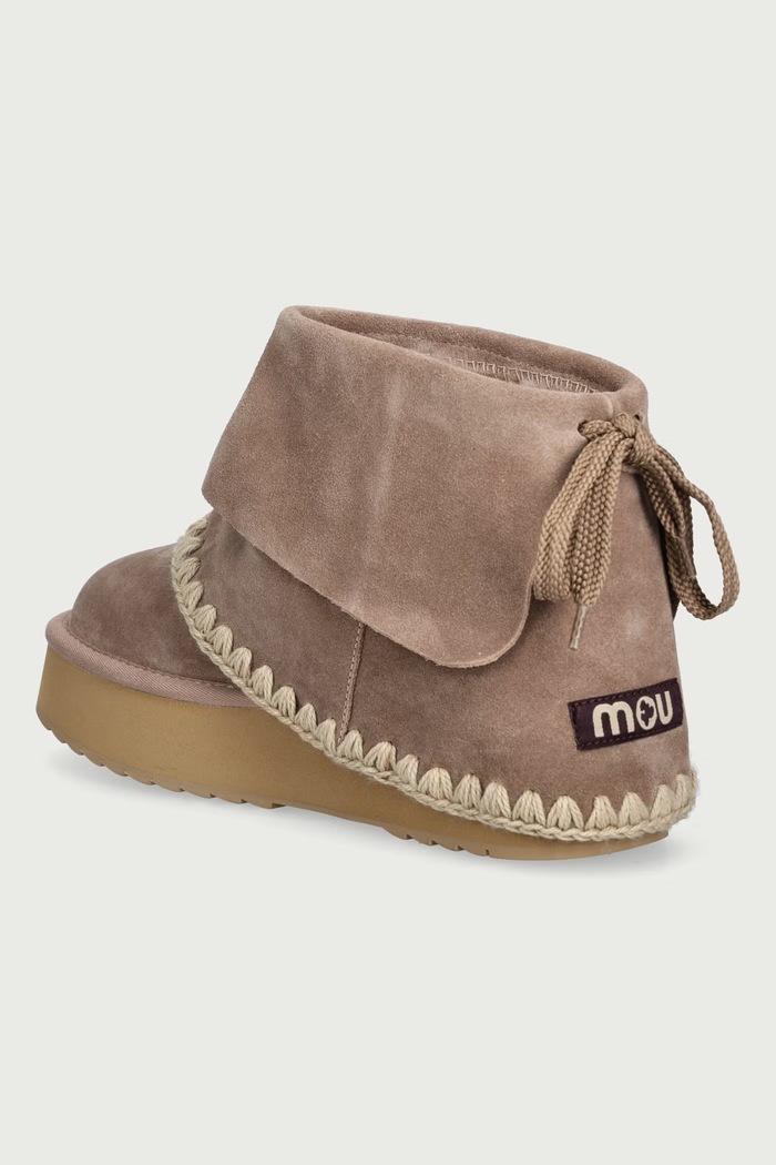 Обувки Mou Platform Boot Suede Folding апрески дамски от велур MU.FW681015A.CAM бежов