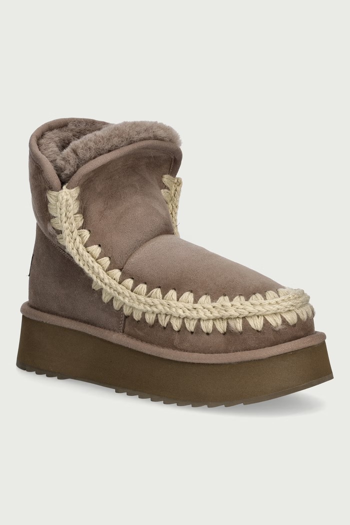 Mou Platform Boot Suede śniegowce damskie zamszowe beżowy MU.FW681010A.ELGRY