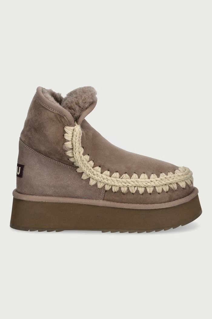 Mou Platform Boot Suede śniegowce damskie zamszowe MU.FW681010A.ELGRY beżowy AW26
