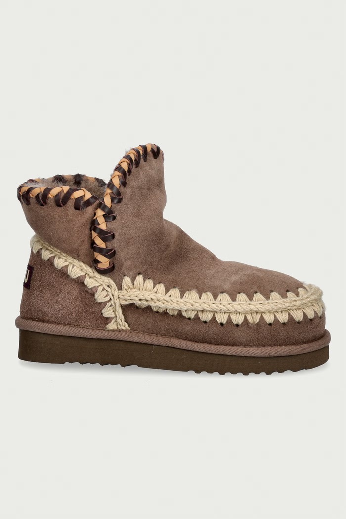 Mou Eskimo 18 Leather Overstitching śniegowce damskie zamszowe MU.FW101154A.ELGRY beżowy AW26