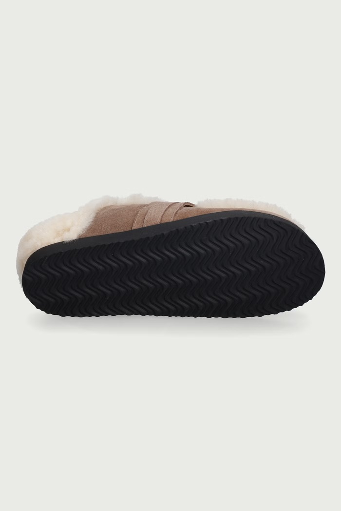 Papuče dámske kožené Toby Fur Mushroom Suede Nokwol béžová Toby.Fur.Mushroom.Suede
