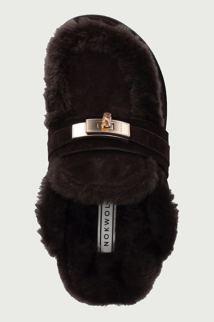 Papuče dámske kožené Toby Brown Suede Shearling Nokwol Toby.Brown.Suede hnedá