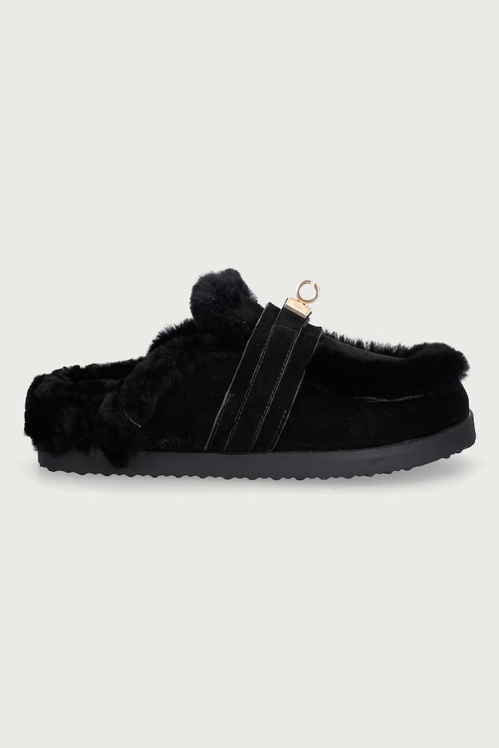 Nokwol Papuče dámske kožené Toby Black Suede Shearling Toby.Black.Suede čierna AW26