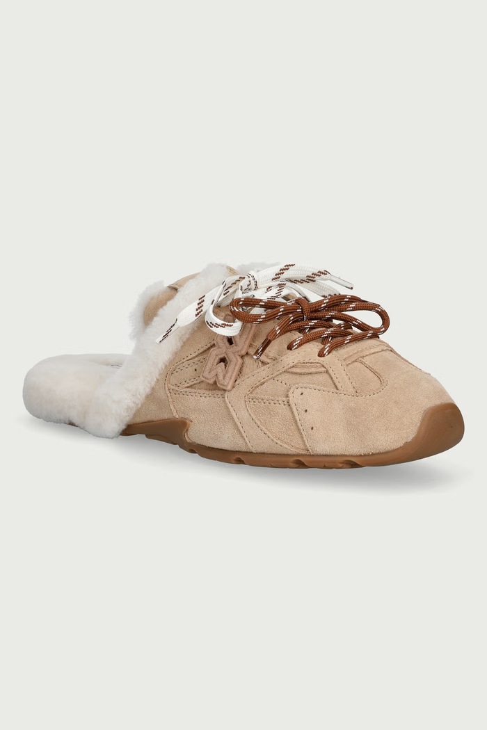Nokwol Papuče dámske s plyšovým povrchom Atlas Mule Beige Suede béžová Atlas.Mule.Beige.Suede