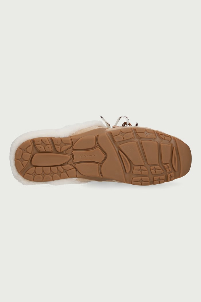 Papuče dámske s plyšovým povrchom Atlas Mule Beige Suede Nokwol béžová Atlas.Mule.Beige.Suede