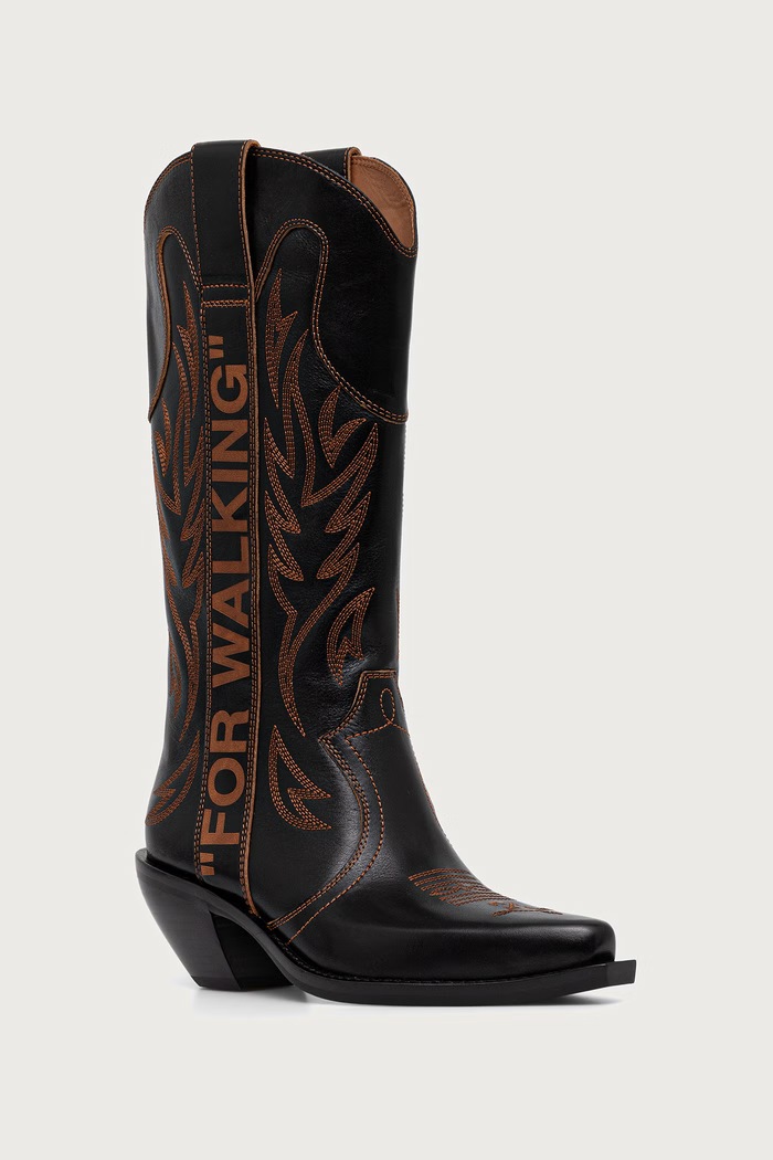 Off-White Santiag High Boot cizme cowboy pentru femei din piele negru OF06092002