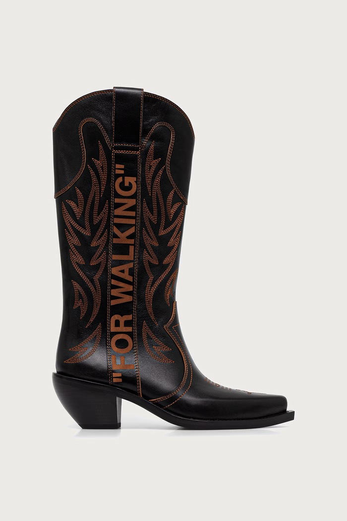 Off-White Santiag High Boot cizme cowboy pentru femei din piele OF06092002 negru AW26