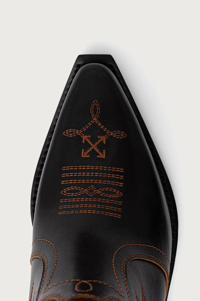 Santiag High Boot cizme cowboy pentru femei din piele Off-White OF06092002 negru