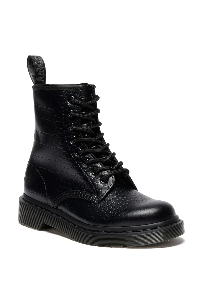 Dr. Martens botki damskie skórzane 1460 Croco DM42679001 czarny AW26
