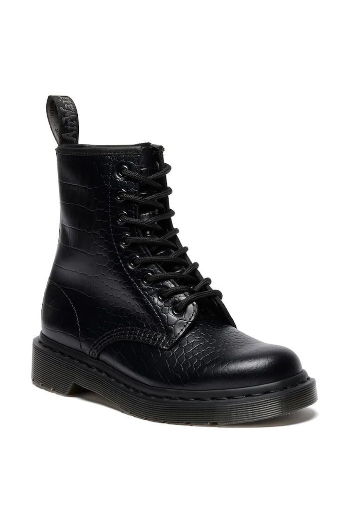 Dr. Martens botki damskie skórzane 1460 Croco DM42679001 czarny AW26
