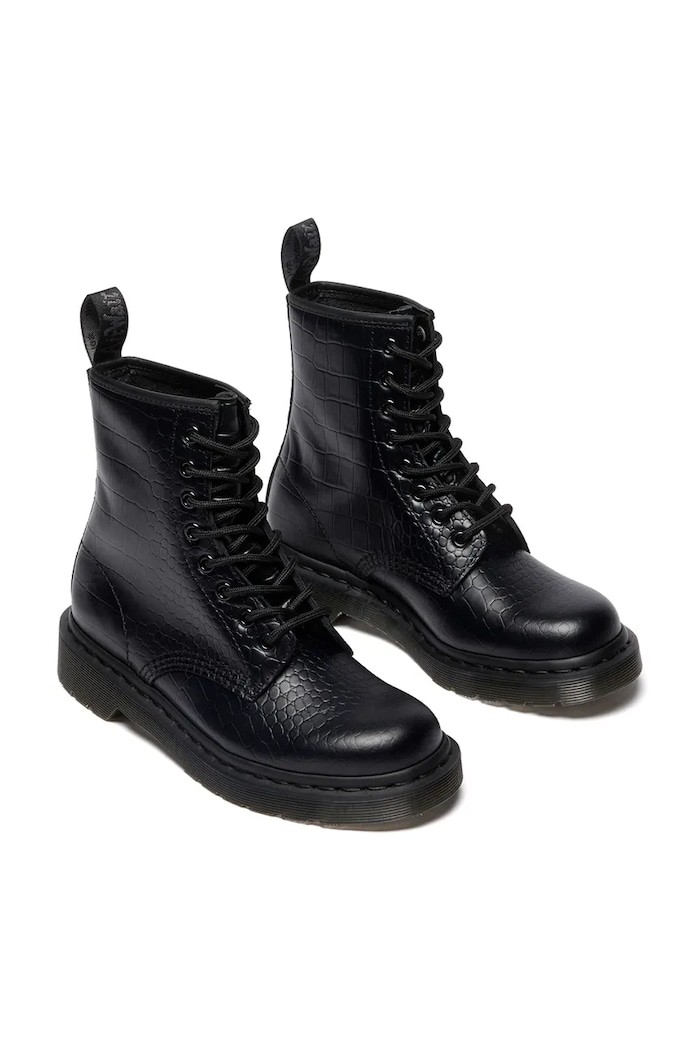 Obuwie Dr. Martens botki damskie skórzane 1460 Croco DM42679001 czarny