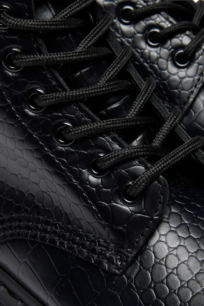 Dr. Martens botki damskie skórzane 1460 Croco DM42679001 czarny