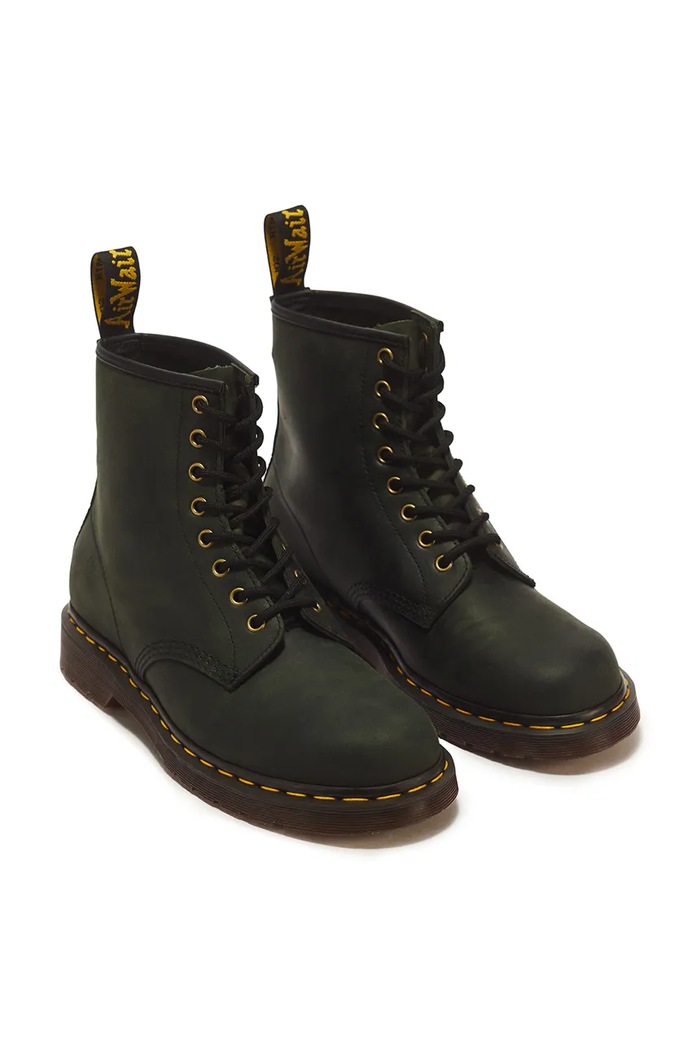 Dr. Martens botki damskie skórzane 1460 DM11822300 zielony AW26