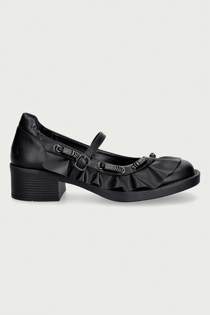 Koi Footwear Μπαλαρίνες Ruffle Chain Mary Janes STORMVEIL μαύρο AW26