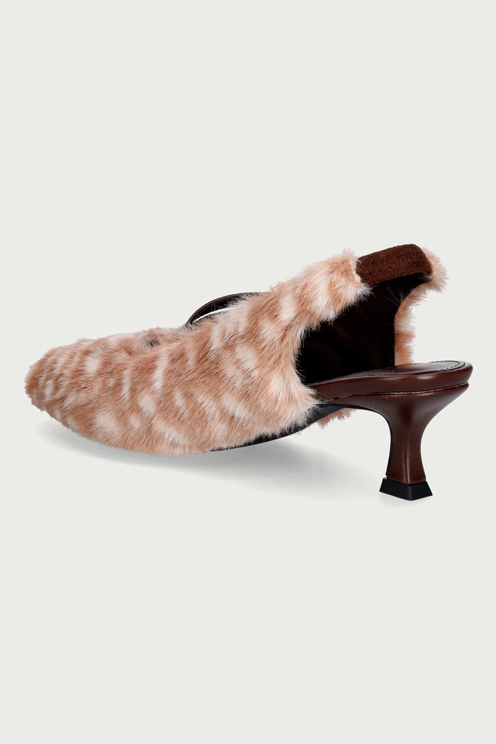 Παπούτσια Koi Footwear Στιλέτο χαμηλά τακούνια Doelle Faux Deer Fur Kitten Heels SP02.Doelle καφέ