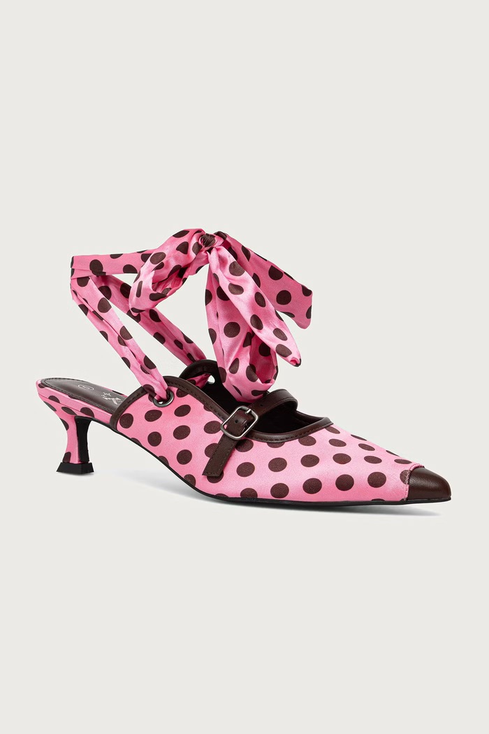 Koi Footwear Obuv s ihličkovým opätkom s otvorenou pätou Polka Dot Kitten Heels ružová SP01.1950.PolkaDot