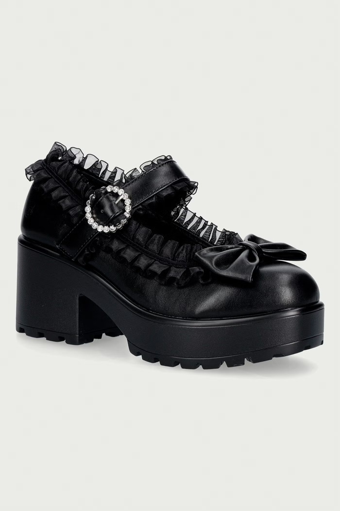 Koi Footwear Γόβες Tira Ruffle Mary Janes μαύρο ND682.Tira