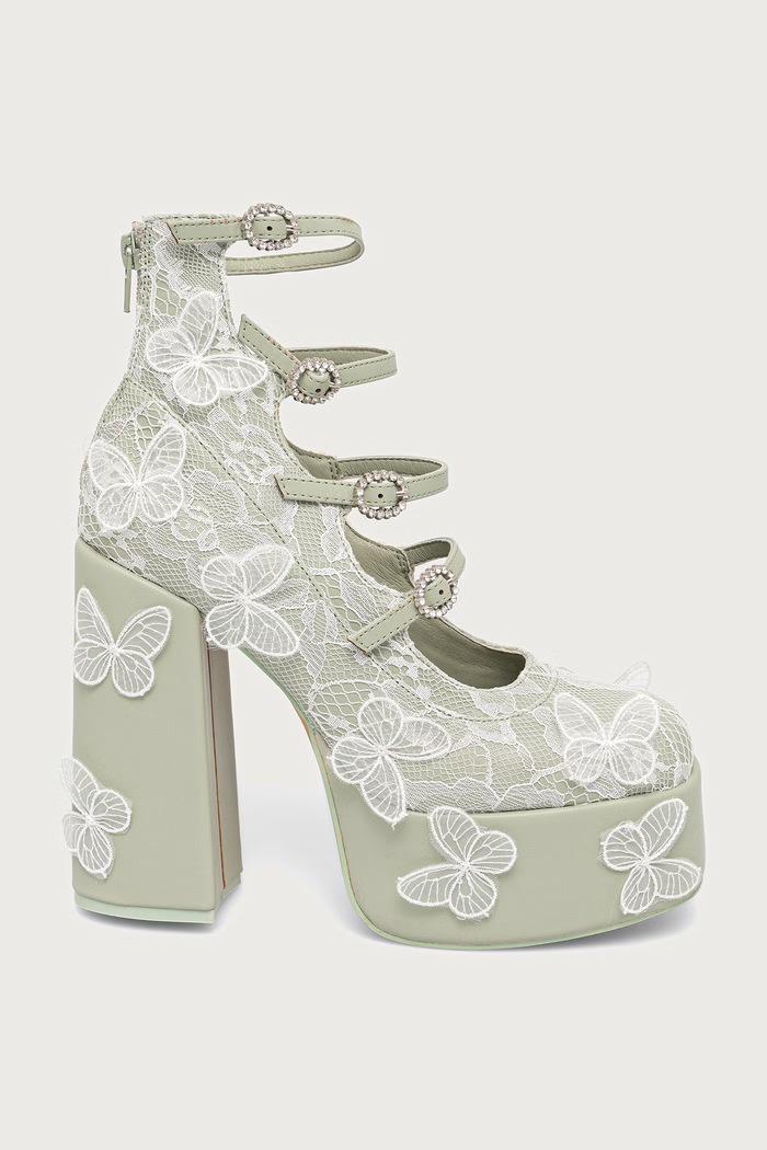 Koi Footwear Cipele s potpeticom s debelom potpeticom Wild Lotus Butterfly Lace Platform DBP47.WildLotus zelena AW26