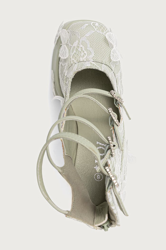 Cipele s potpeticom s debelom potpeticom Wild Lotus Butterfly Lace Platform Koi Footwear DBP47.WildLotus zelena