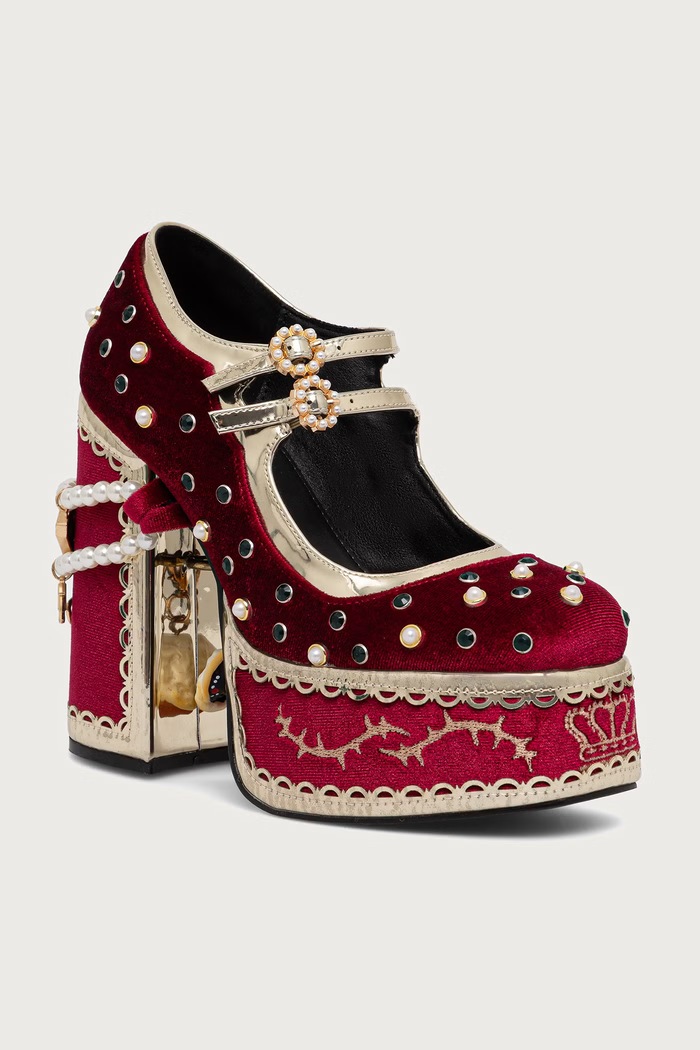 Koi Footwear Lodičky na podpätku Boleyns Vengeance Heels burgundské DBP81.Boleyns