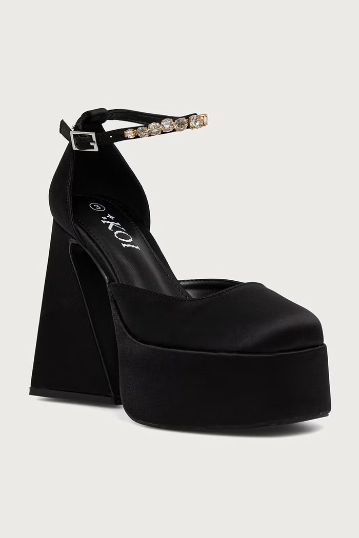 Koi Footwear Cipele s potpeticom Gilda Satin Platform Jewel Heels crna MC23.Gilda